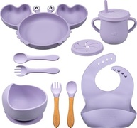 Kit Alimentação Bebê Silicone Completo 9 Peças - BLW, Antiderrapante, Livre de BPA (LILÁS) - imagem 2