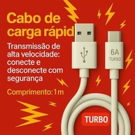 Cabo USB Tipo C 6A Turbo: Carregamento Rápido e Transferência de Dados de Alta Velocidade - imagem 3