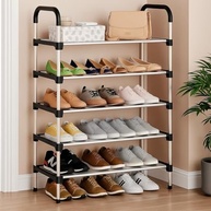 Sapateira Organizadora 5 Andares com Prateleiras Multiuso - Ideal para Sapatos, Livros e Brinquedos em Design Moderno Preto - imagem 3