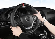 Capa de Volante Esportiva Fibra de Carbono e Couro Microfibra 38cm - Antiderrapante e Respirável - imagem 4