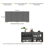 Aparador Buffet 4 Portas Veneza - Design Moderno Grafite/Natural - imagem 3