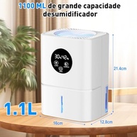 Desumidificador de Ar Compacto 1100ml com 7 Luzes Coloridas | Modo Noturno Silencioso e Desligamento Automático - imagem 3
