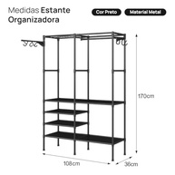 Estante Organizadora Multiuso com Arara e Prateleiras - Design Moderno e Prático - imagem 3