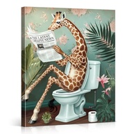 Arte Engraçada de Parede Banheiro Girafa Lendo Jornal - 20x25cm - Decoração Divertida e Criativa - imagem 2