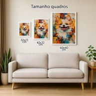 Quadro Decorativo Cachorro Lulu da Pomerânia Colorido - Arte Moderna Estilo Pop com Moldura - imagem 4