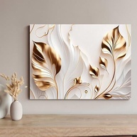 Quadros Decorativos 90x60cm - Arte Floral Dourado para Sala, Quarto e Escritório | Impressão Premium em Tecido - imagem 5