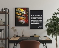 Kit 2 Quadros Ayrton Senna com Frase Motivacional - Moldura 60x40 cm - imagem 3