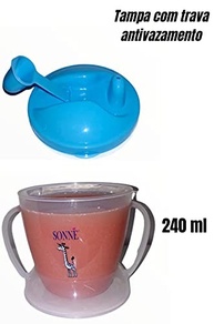 Copo de Treinamento Educativo Sonne com 2 Alças Girafa 240ml Azul - Transição Segura da Mamadeira - imagem 4