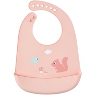 Babador em Silicone com Pega-Migalhas Cloudy Rosa - Fecho Ajustável e Lavável - imagem 1