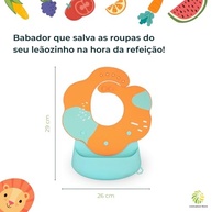 Babador de silicone para bebês com bolso "segura" alimentos e botões para ajuste de altura - formato Juba de Leão - LionLemon Store - imagem 5