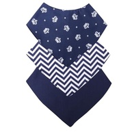 Babador Bandana para Bebê Kit com 3 Unidades - Estilo Coroa Azul Marinho - imagem 3