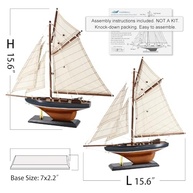Modelo de Barco à Vela Columbia 1901 - Réplica Náutica em Madeira 38 cm | Decoração Vintage para Casa e Presente Elegante - imagem 3