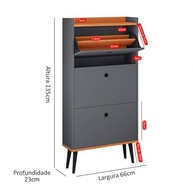 Sapateira Vertical com 3 Gavetas Basculantes - Design Retrô Cinza/Cinamomo | RPM Móveis - imagem 4