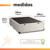 Cama Box Baú Base Casal 1,38m com Revestimento em Linho Branco Prince - Design Moderno e Resistente até 300kg - imagem 3