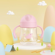 Copo de Silicone Rosa 300ml com Canudo e Alças - Seguro e Macio para Beber 360° - imagem 1