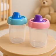 Kit 4 Copos para Bebês com Bico de Transição 350ml - Antivazamento, Tampa Higiênica e Design Reforçado (Azul) - imagem 3