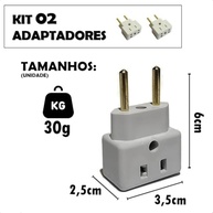 Kit 2 Adaptadores de Tomada Universal Porcelana 3 Pinos Benjamin 10A/20A Bivolt Premium - imagem 2