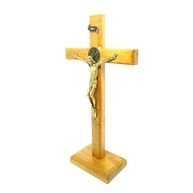 Crucifixo de Mesa São Bento em Madeira Clara 23 cm - Decoração Sagrada com Estilo - imagem 4