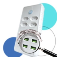 Extensão Elétrica 7 Tomadas + 4 USB: Carregamento Rápido e Proteção Bivolt - imagem 3