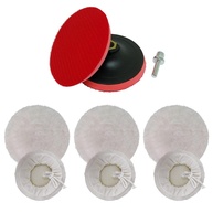 Kit para Polimento com 3 Boina Lã de Carneiro + Disco 125mm M14 + Adaptador Furadeira - imagem 1
