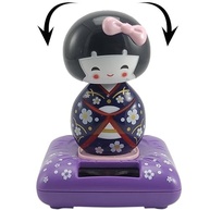 Boneca Kokeshi Solar Decorativa Preta - Cabeça Móvel com Energia Solar | Design Japonês Tradicional CD2523 - imagem 4