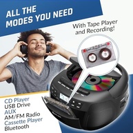 KLIM Boombox Bluetooth: Leitor CD/Cassete, Rádio AM/FM, USB e Som Estéreo Potente - imagem 4