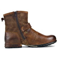 OSSTONE Botas de motocicleta masculinas modernas de couro com zíper Chukka OS-5008-1-Camuflagem Verde, Marrom, 41 - imagem 5