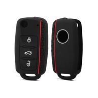 Capa Chave Canivete VW Up, Jetta, Fox, Gol, Voyage (3 Botões) - Vermelho e Preto - imagem 1