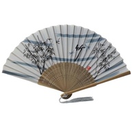 Leque de Madeira Oriental Japonês Estampado - Refrescante e Elegante (Branco Cerejeira) - imagem 4
