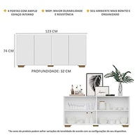 Aparador Buffet 4 Portas Veneza Multimóveis | Design Moderno em Branco/Natural - imagem 4