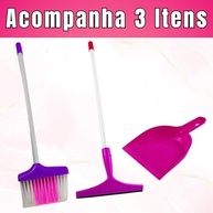Kit Faxina Infantil - Vassoura, Pá e Rodo para Brincar de Limpar - imagem 4