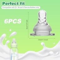Bicos de Silicone para Mamadeiras Dr. Brown - 6 Peças, Fluxo Lento, Transição Suave - imagem 3