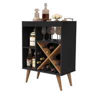 Aparador Porto Belo Buffet com Adega para Bebidas - Design Moderno em Preto e Madeira Natural - imagem 1