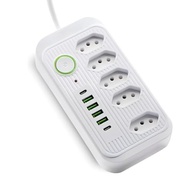 Régua de Energia Premium: 5 Tomadas, 4 USB-A, 2 USB-C, Cabo 2m Bivolt - Carregamento Inteligente - imagem 2