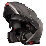 Capacete X11 Turner Solid Cinza Chumbo Fosco Articulado c/ Viseira Solar - Segurança e Estilo! - imagem 1