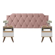 Conjunto Mesa de Cabeceira com Gaveta + Cabeceira Estofada Box para Cama Queen Size Rose - Design Moderno e Funcional - imagem 2