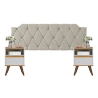 Conjunto Mesa de Cabeceira + Cabeceira Estofada Box para Cama Queen Size Areia - imagem 1