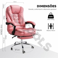 Cadeira de Escritório com Massagem 7 Pontos - Design Rosa Premium - imagem 3