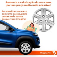 Kit 4 Calotas Aro 14 Kwid Zen 2020 Prata Grid - Design Esportivo e Proteção - imagem 5