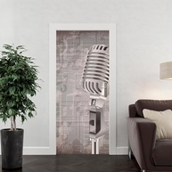 Adesivo Decorativo Porta Música Microfone Retro para Cantores e Amantes da Música - imagem 3
