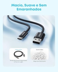 Cabo Anker Zolo CarPlay USB-A para USB-C Trançado 1m: Carregamento Rápido e Conexão Perfeita para iPhone 16/15 e iPad Pro - imagem 4