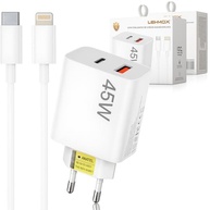 Carregador iPhone Super Turbo 45W: 2 Saídas USB-C/USB-A + Cabo Lightning Emborrachado Ultra Rápido (Certificado ANATEL) - imagem 2