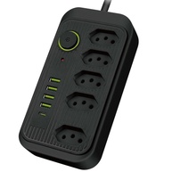 Extensão Premium 2m com 5 Tomadas, 4 USB + 1 USB-C: Carregamento Rápido e Seguro - imagem 1