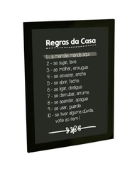 Quadro Decorativo A3 Regras da Casa - Moldura Moderna com Grampos Flexíveis para Fácil Troca de Arte - imagem 2