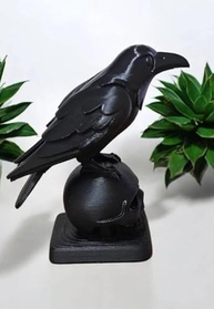 Estátua Decorativa de Corvo em Caveira - Escultura Gótica 3D Preta para Decoração Moderna - imagem 4