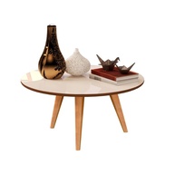 Mesa de Centro Dubai - Design Redondo Tripé com Pés Palito em Madeira - imagem 4