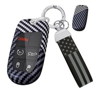 ontto Capa de chave com padrão de carbono adequada para Jeep Grand Cherokee Smart Remote Key Fob para Chrysler 200 300 acessórios de carro - imagem 1