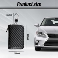 Faraday – Caixa protetora de chaveiro, bolsa de proteção de chave de carro de fibra de carbono para bloqueio de sinal RFID, suporte de chave automotivo antirroubo com zíper, protetor universal - imagem 3