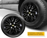 Jogo 4 Calotas Esportivas Street Preto Brilhante Aro 14 Chevrolet Onix (2013-2024) - imagem 4