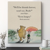Arte de Parede Urso Pooh Amizade - Pintura em Tela 20x25cm com Citação Clássica - imagem 1
